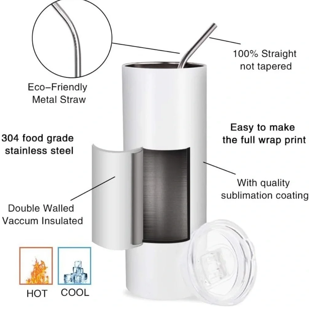 White Stainless Steel Straws (023)